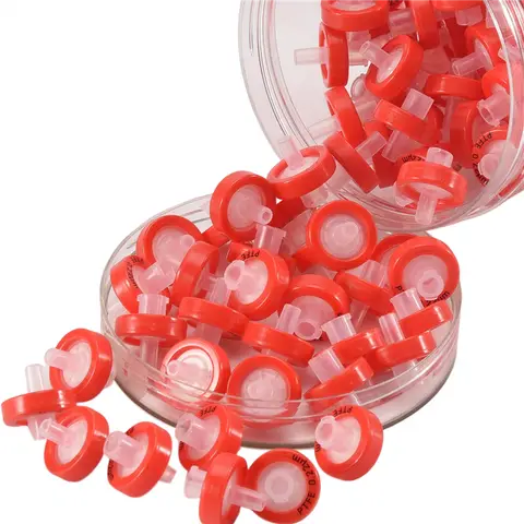 ABFM-100 PCS Filtr strzykawkowy PTFE, średnica membrany filtra laboratoryjnego strzykawki, rozmiar porów 0,22Μm, HPLC