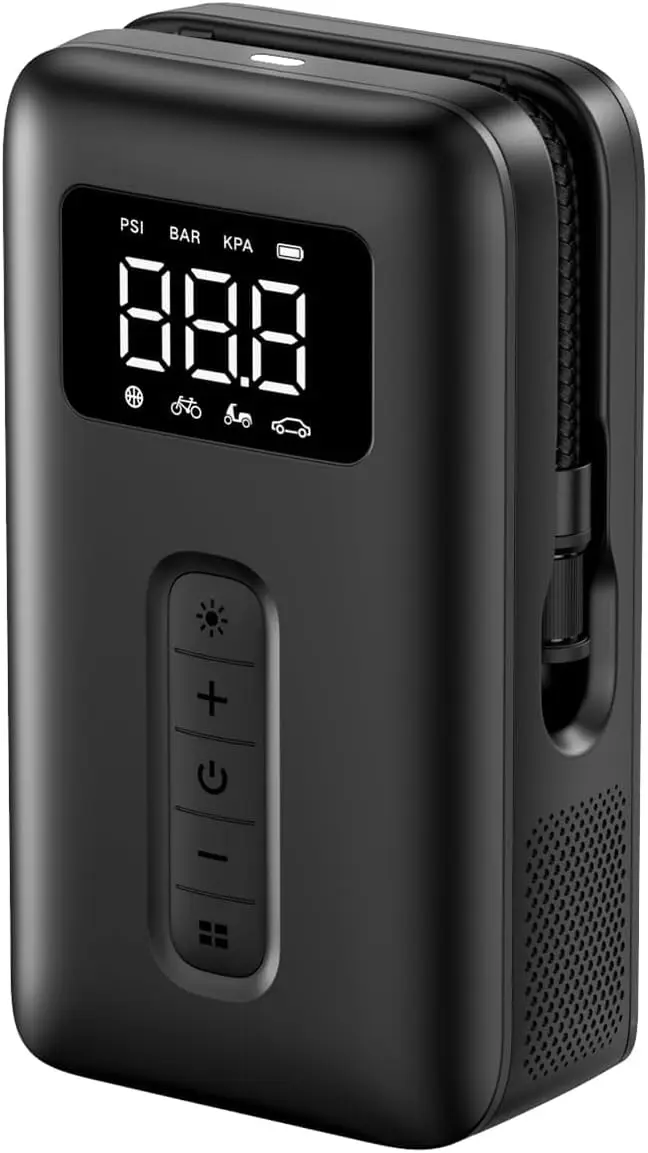 

Portable Tire Inflator 150PSI Air Pump with Battery & LED Light for Cars, Bikes, Motorcycle, Balls