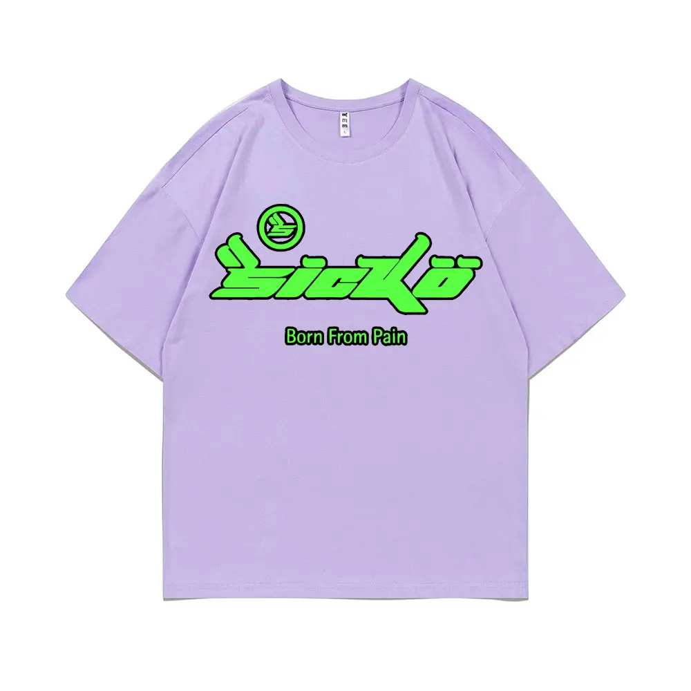 Sicko Born From Pain Green Letter Logo Print Tshirt Men Women Hip Hop Rock Punk Oversized T Shirt Short Sleeve Summer Homme Tees