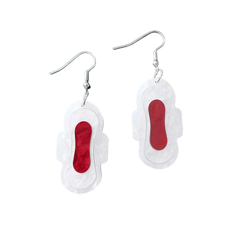 Creative Sanitary Towel Acrylic Earrings For Women Funny Tampon Dangle Earring Gift