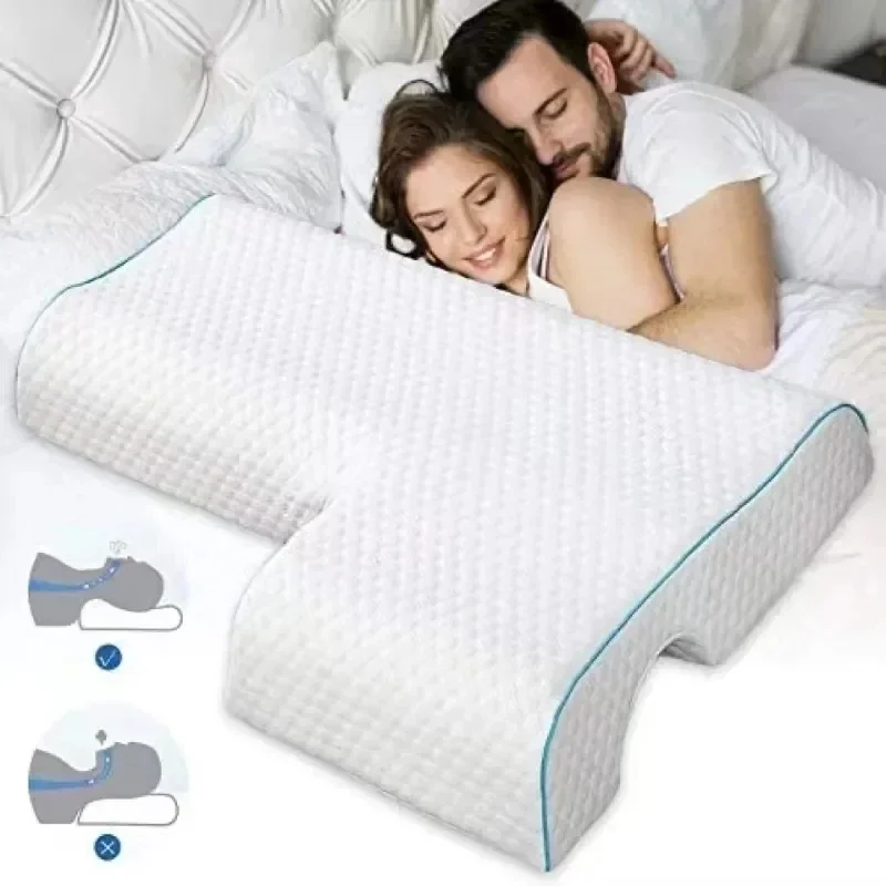 couples-arched-pillow-with-arm-rest-memory-foam-anti-hand-pressure-neck-pain-relief-sleeping-cuddle-cervical-latex-cushion