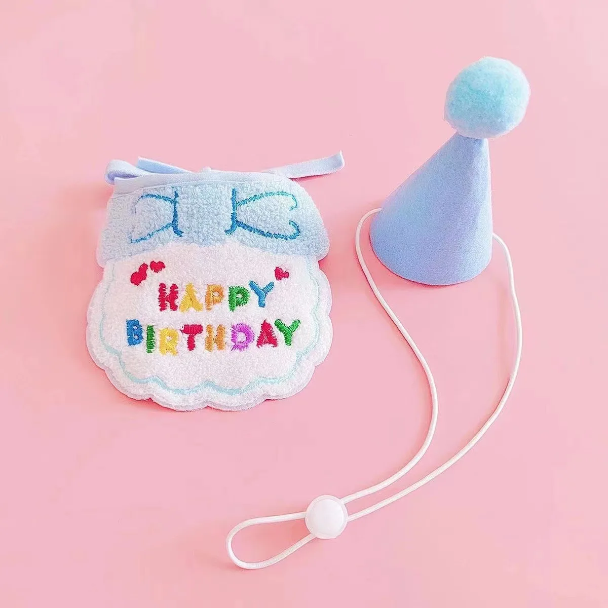 

Pet Birthday Dress Up Embroidery Cute Bib Collar Saliva Towel Pet Hat Felt Cat Dog Party Accessories