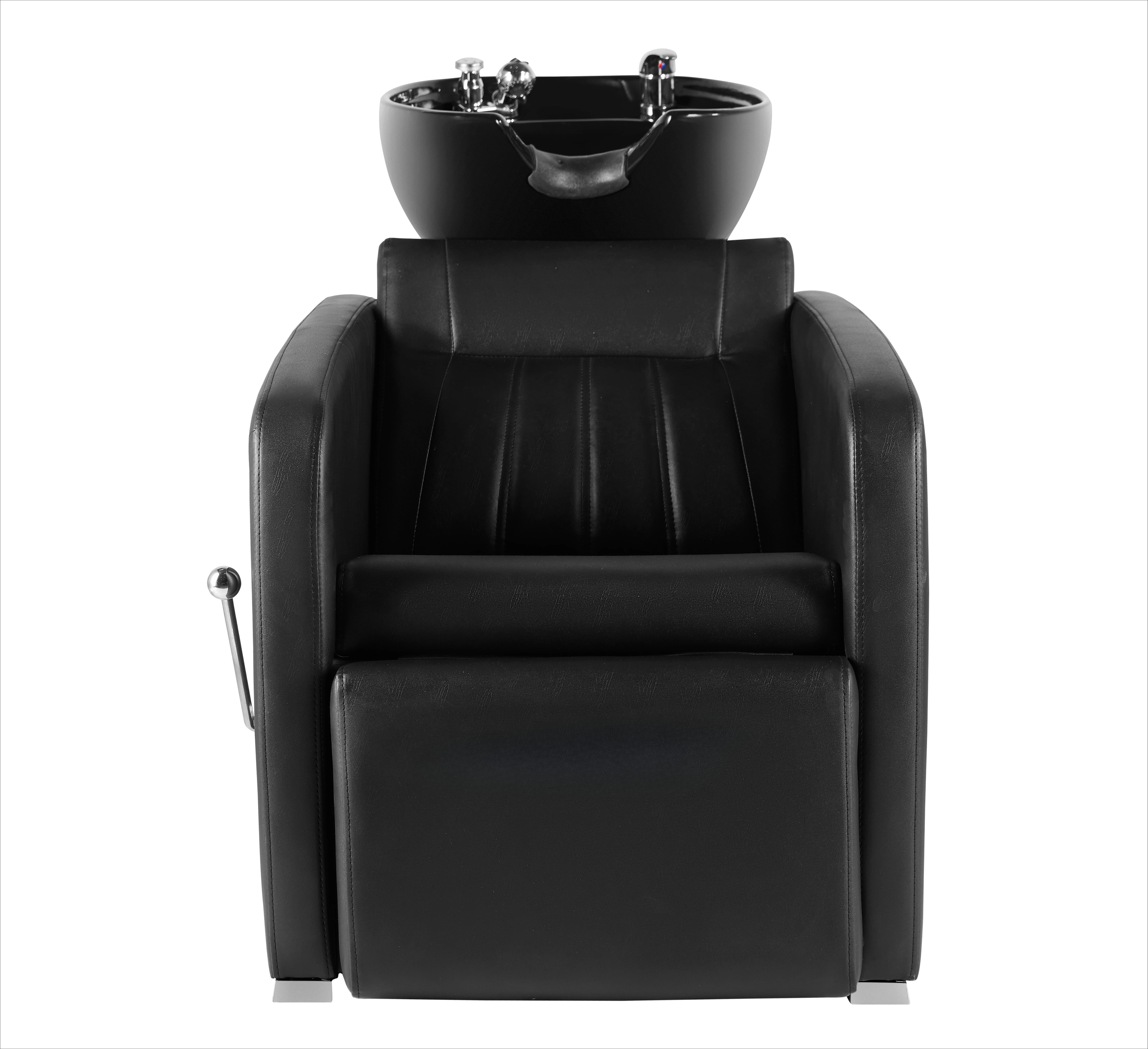 Portable Shampoo Bowl Chair Black Shampoo Bed Ceramic Basin Hair Salon Beauty Furniture