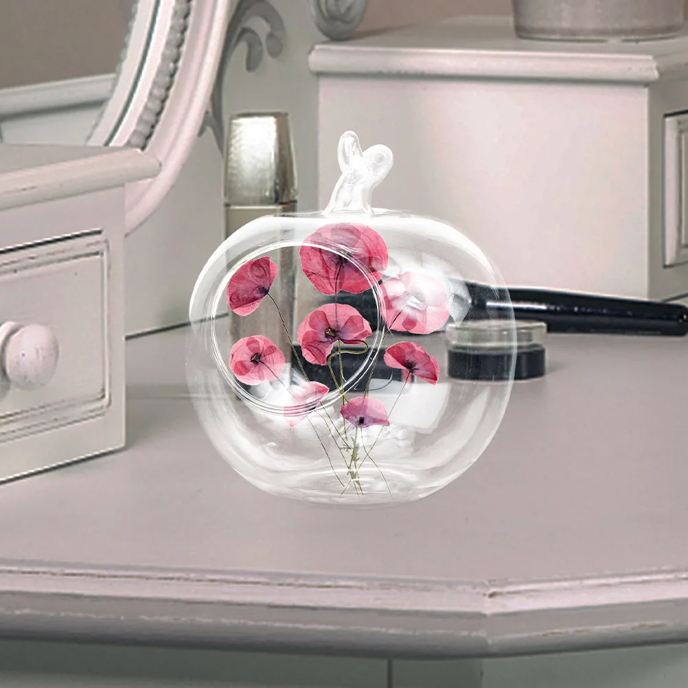 

3Pcs Apple Shaped Clear Glass Hydroponic Bottle 10Cm Creative Transparent Planter Holder for Desktop Micro Landscape Vase Home