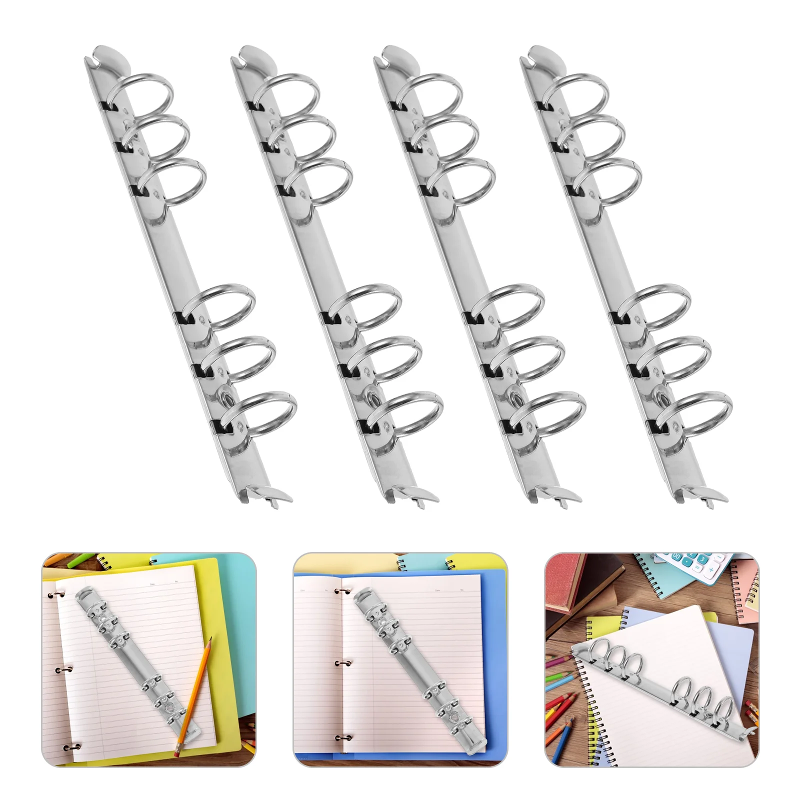 4 Pcs Stainless Steel Binder The Notebook Mechanism Replacement A5 Loose Leaf File