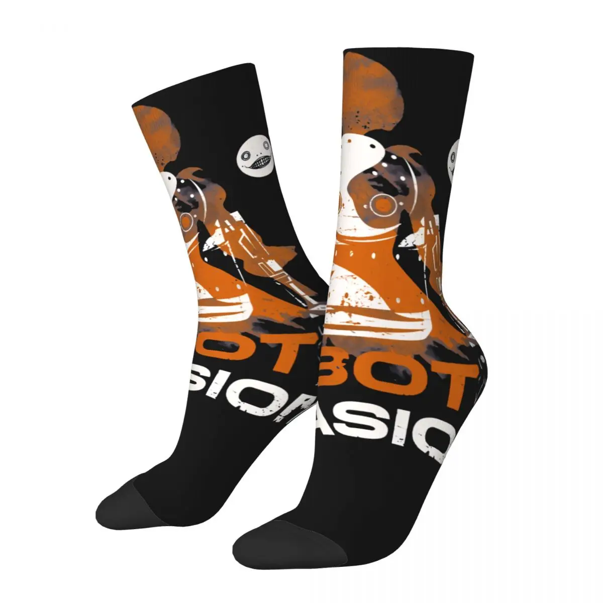 Funny Crazy compression Robot Invasion Sock for Men Hip Hop Harajuku Nier Popola Game Happy Quality Printed Boys Crew Sock