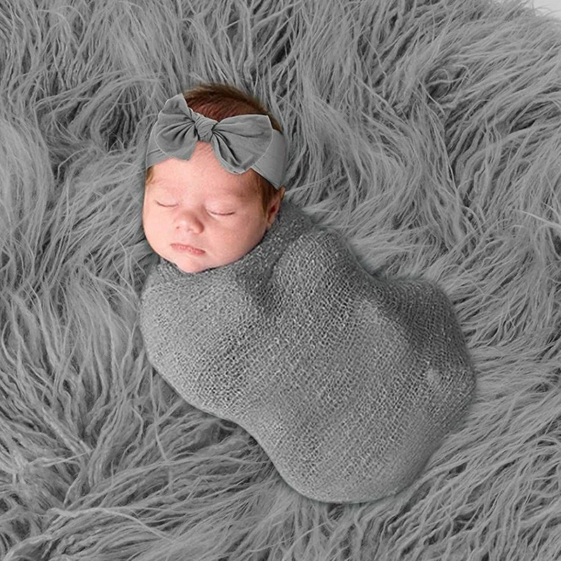 3PCS Newborn Baby Photography Props Blanket Wraps Set Photo Mat Blanket for Baby Boys and Girls Long Ripple Wrap Fotografia
