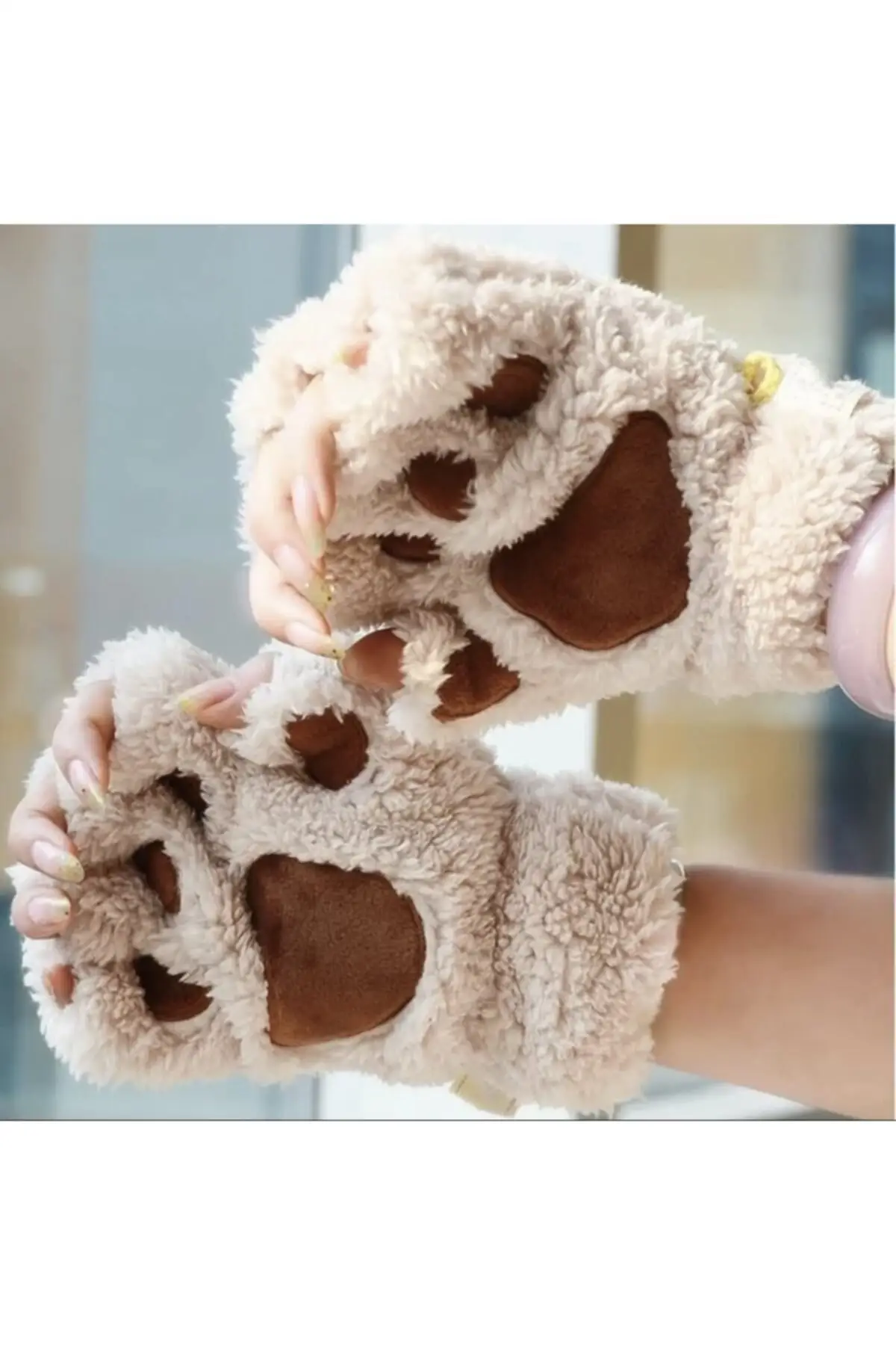 Women's Paw Gloves Squishy Milky Brown Color Warm Clothing For Winter New Model Style 2022