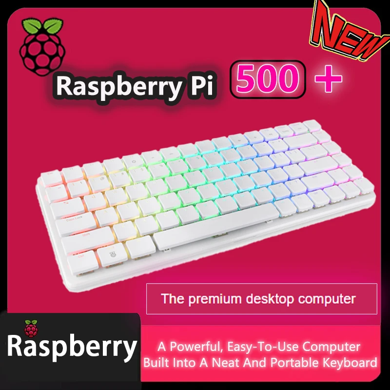 

Raspberry Pi 500+, настольный компьютер премиум-класса, встроенный в высококачественную механическую клавиатуру, WIFI/Bluetooth, выходы с двумя 4K
