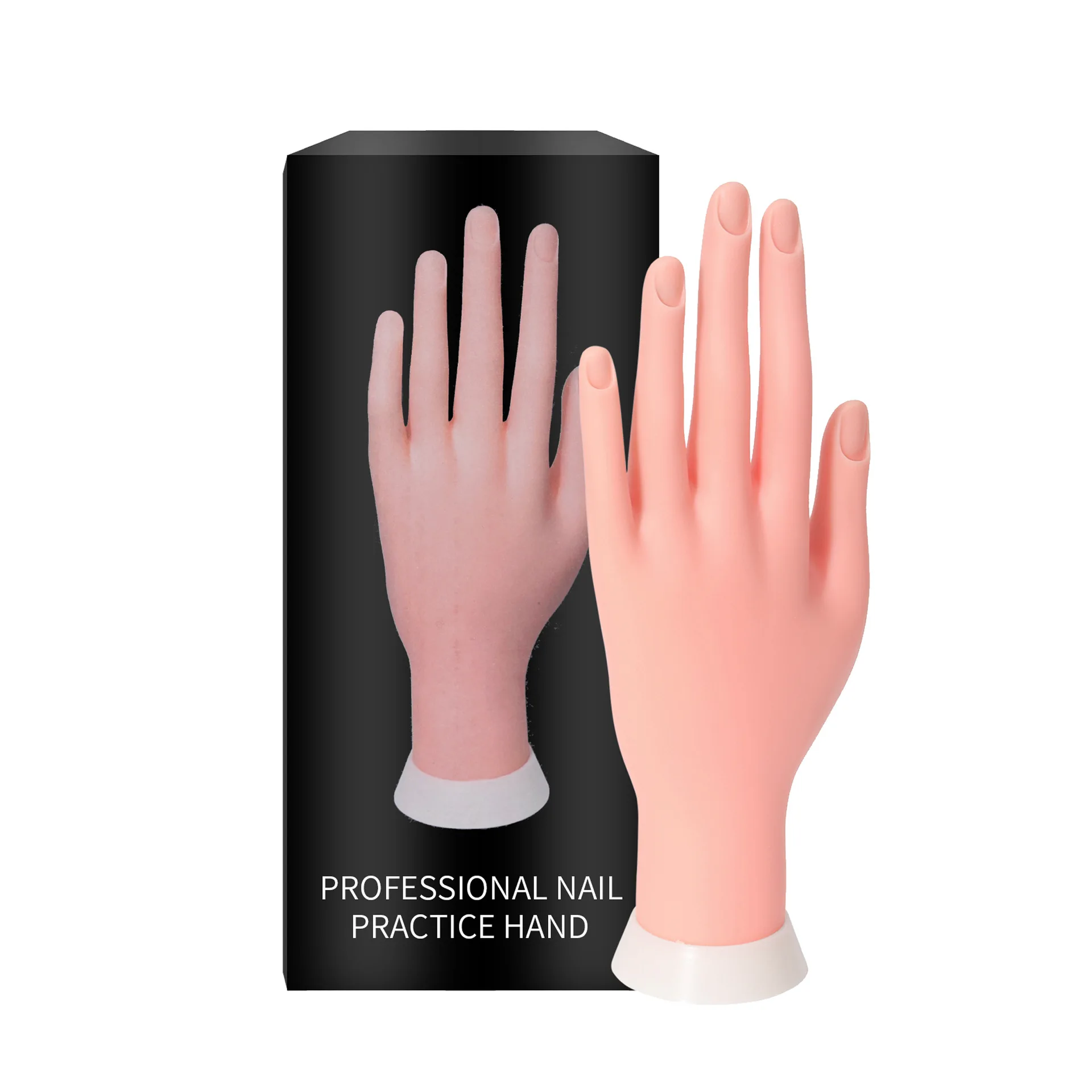 Silicone Nail Art Practice Hand Acrylic Fake Nail Training Fingernails Model Soft Flexible Bendable Mannequin Manicure Tools