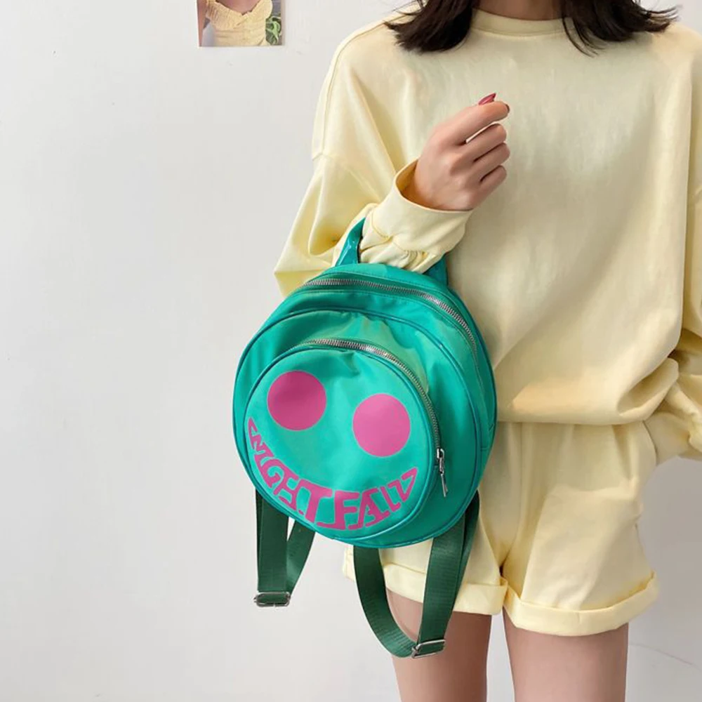 SYZM Fashion Devil Smiling Face Backpack  Individual Round Bags Summer Women Girls Backpack Small Children Shoulders Bag