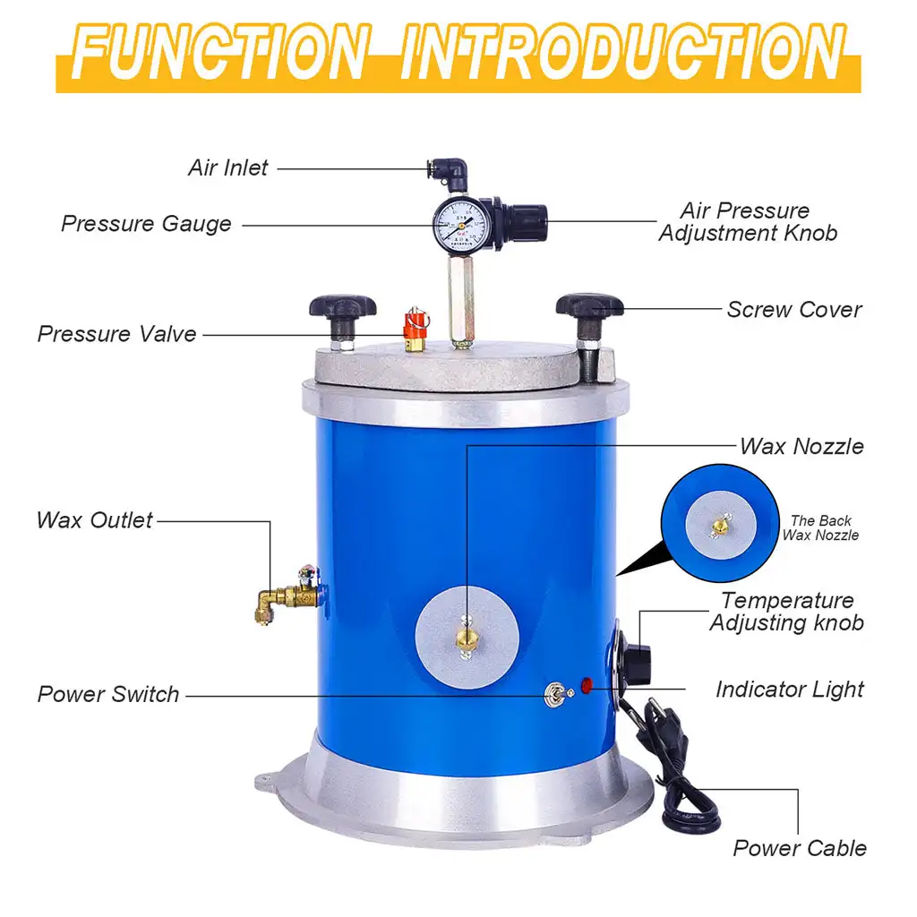 Wax Injection Machine ZL-500 for Jewelry Mold Casting | 110V/220V Vacuum Injecting Nozzle Casting Tool