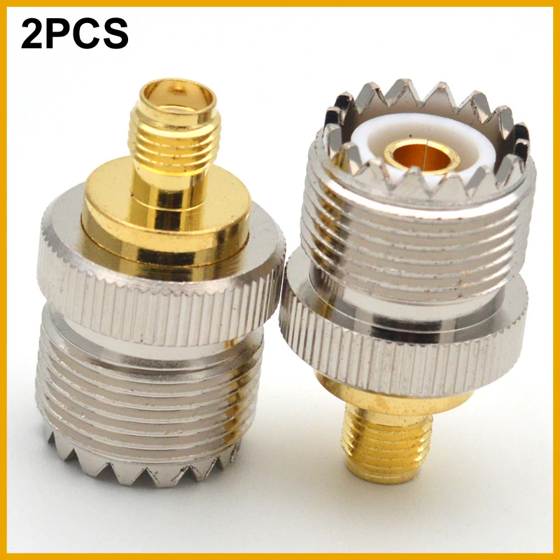 

NEW 2026 2PCS UHF Female to SMA Female Adapter RF Coaxial Coax Walkie-Talkie Antenna Adapters UHF to SMA Connector