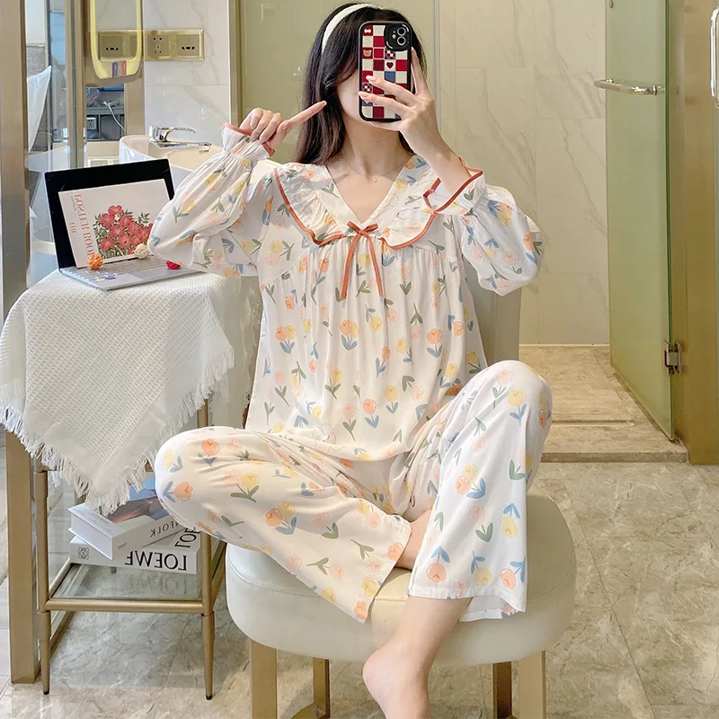 floral print satin summer pajama sets 2 piece pants lounge outfit lounge women pijama sleepwear pajama nightwear pyjama sleep