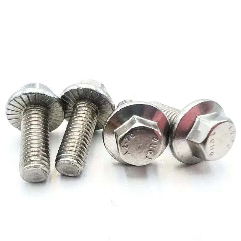 1/10pcs M5 M6 M8 M10 M12 A2-70 304 Stainless Steel GB5787 Hexagon Head with Serrated Flange Cap Screw Hex Washer Head Bolt