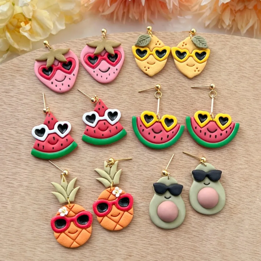 9Pcs Summer Cute Tropical Fruit Sunglasses Polymer Clay Cutters Set DIY Earrings Jewelry Making Hand Tool  Mold - view 3
