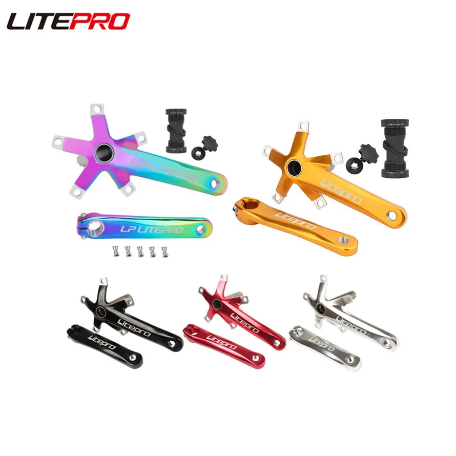 Litepro MTB Mountain Bike 170mm Hollow Integrally Crank Folding Bicycle Aluminum Alloy BCD 130 Crankset Chainwheel