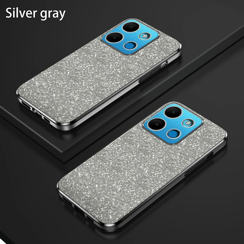 For Infinix Smart 7 Case Infinix Smart7 HD Phone Case X6516 X6515 Luxury Gradient Glitter Plating Case Silicone Back Cover Funda