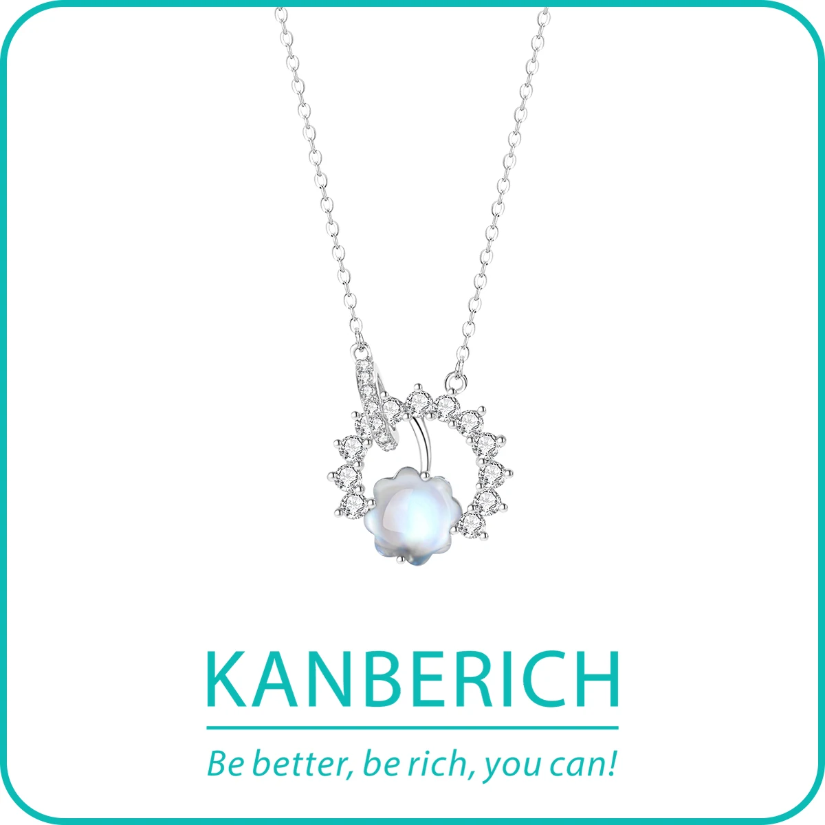 

Kanberich S925 Real Sterling Silver Cubic Zirconia Glass Stone Garland Pendant Clavicle Chain Necklace