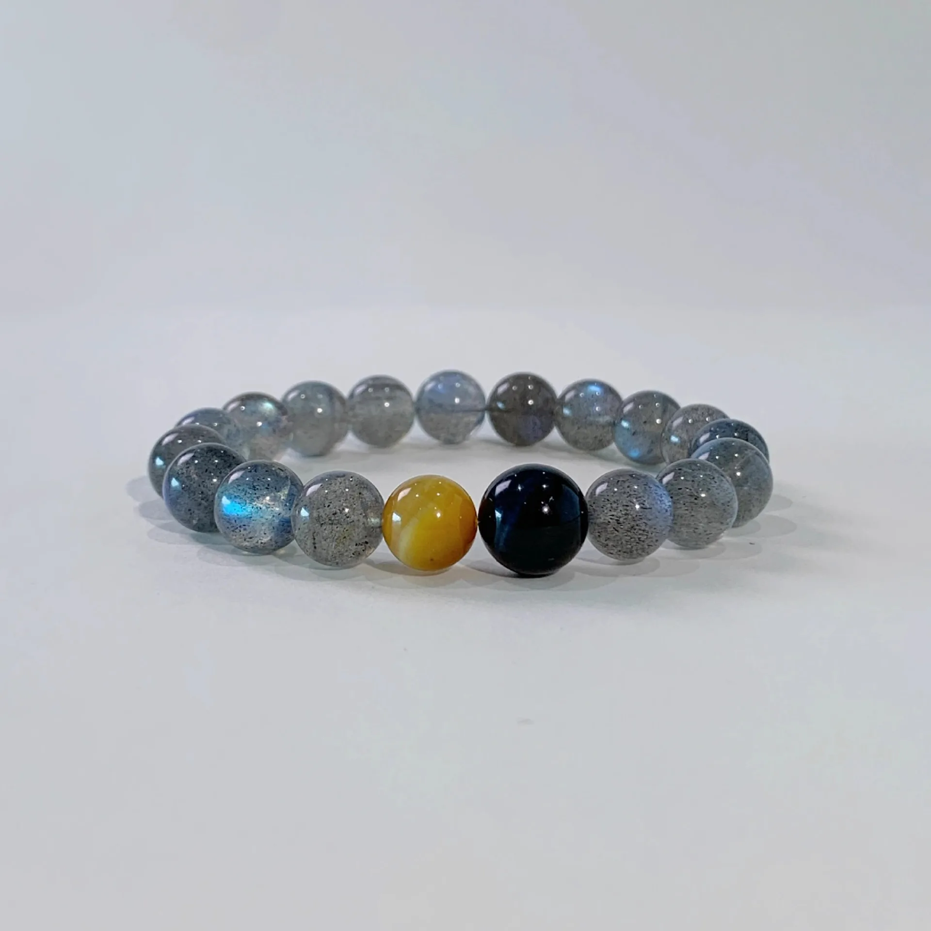 Crystal Bracelet Natural Grey Moonstone Lavolite Niche Design Advanced Sense Gold Tiger Eye Stone Blue Tiger Eye Ins Hand String