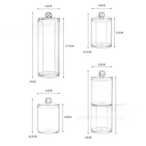Portable Acrylic Makeup Cotton Storage Box round Container Swab Storage Box Powder Puff Organizer Household Storage Tools