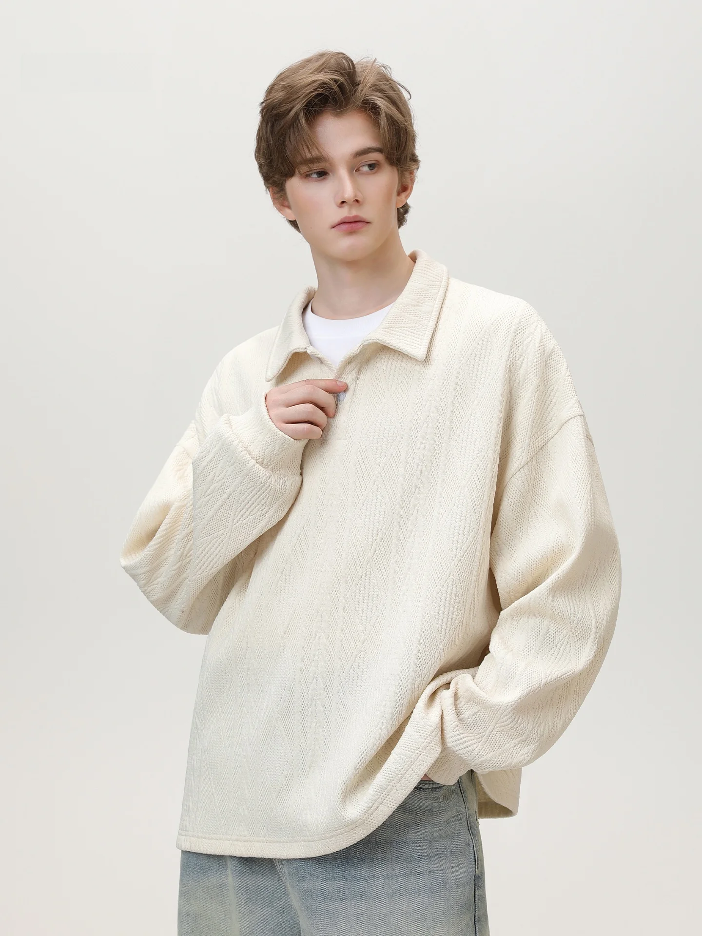 

Мужская толстовка American Style, новинка 2025 года, утепленная, повседневная, свободного кроя, с воротником, с длинным рукавом, молодежная, модная, из полиэфирного волокна