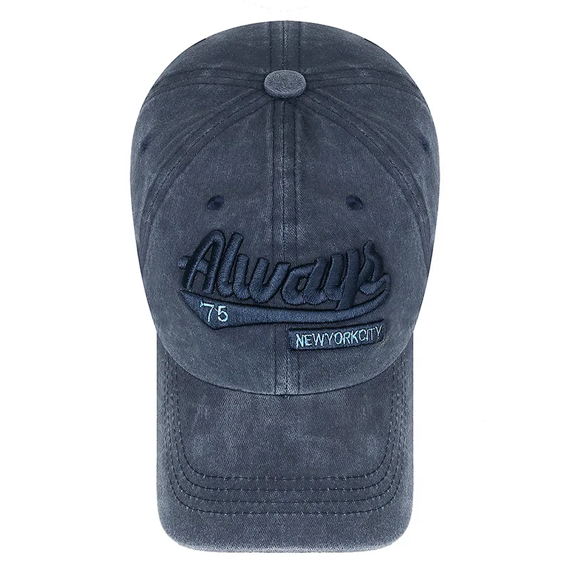 New Three-Dimensional Embroidery Soft Washed Cotton Distressed Hat Men's Letter Tide Men Outdoor Fashion Faded Baseball Cap image 5