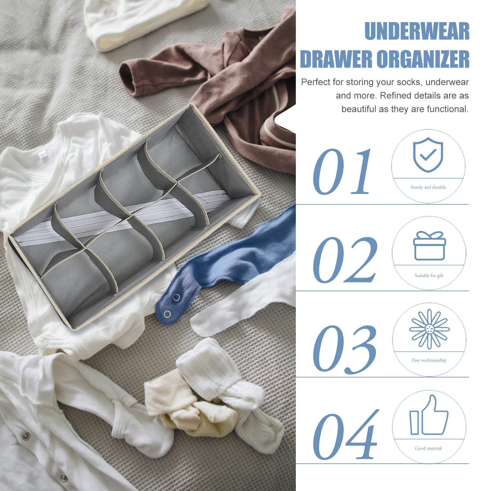 

1Set Underwear Sock Organizer Nonwoven Fabric Storage Boxes Bra Drawer Divider Home Use Underwear Organizer Divider