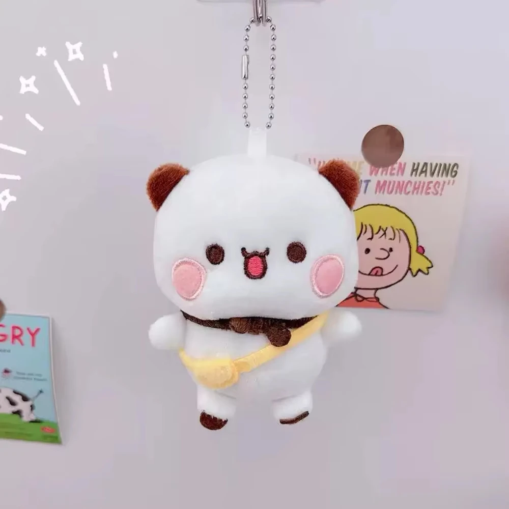 1/2Pcs Neue Panda Bubu und Yier Plüsch Anhänger Schlüsselbund Puppen Niedlichen Cartoon Panda Bär Schlüssel Ring Rucksack anhänger Paar Geschenke