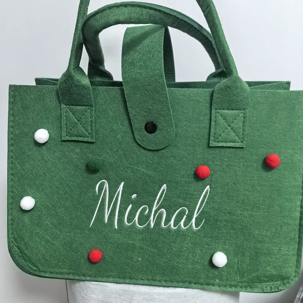 

Custom Embroidered Name t Felt Tote Bag Christmas Personalized Name Women's Mini Shopping Handbags Merry Christmas Gift Bags