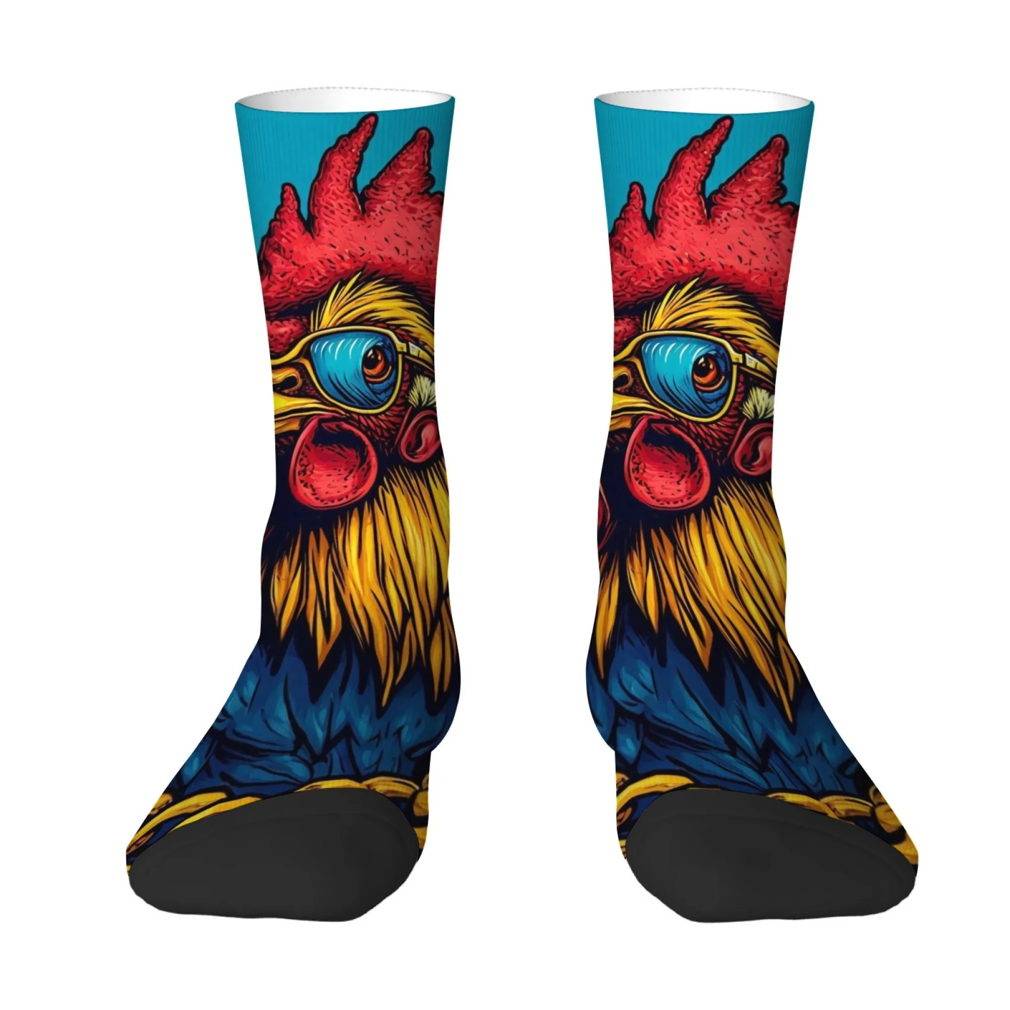Street-style Cool Sunglasses and Rooster Men's Socks Fashionable Fun  Quirky Cheerful Socks Soft Comfortable Breathable Socks