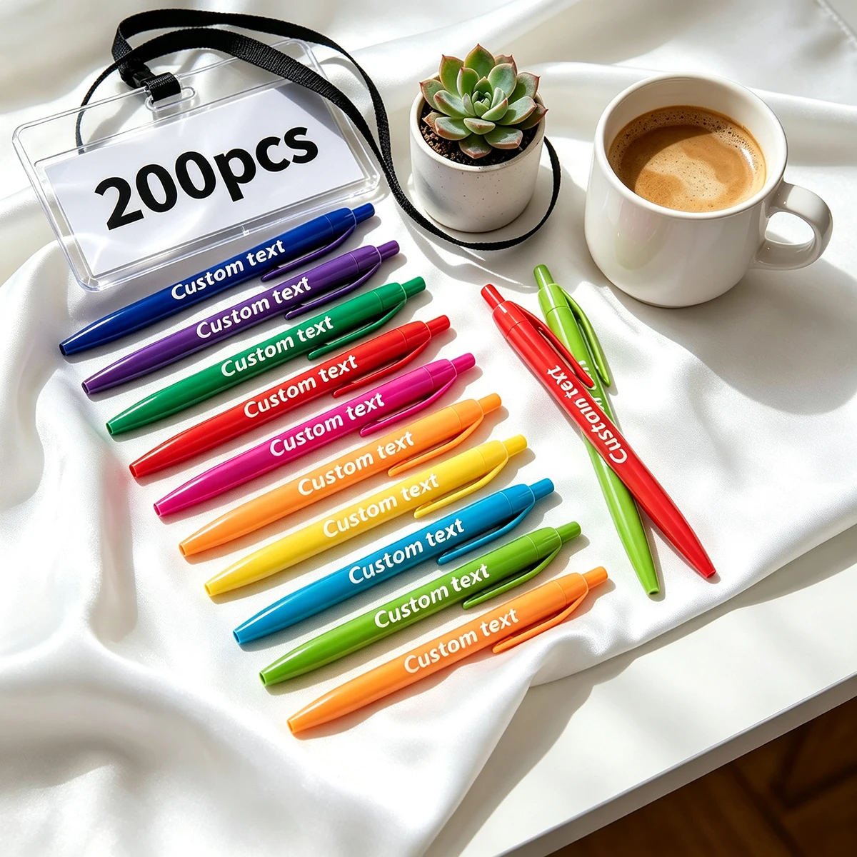 100/200pcs Customizable Text Push-Pen Smooth Writing Mixed Colors Business Gifts Exhibition Promotional Campus Event Commemorati