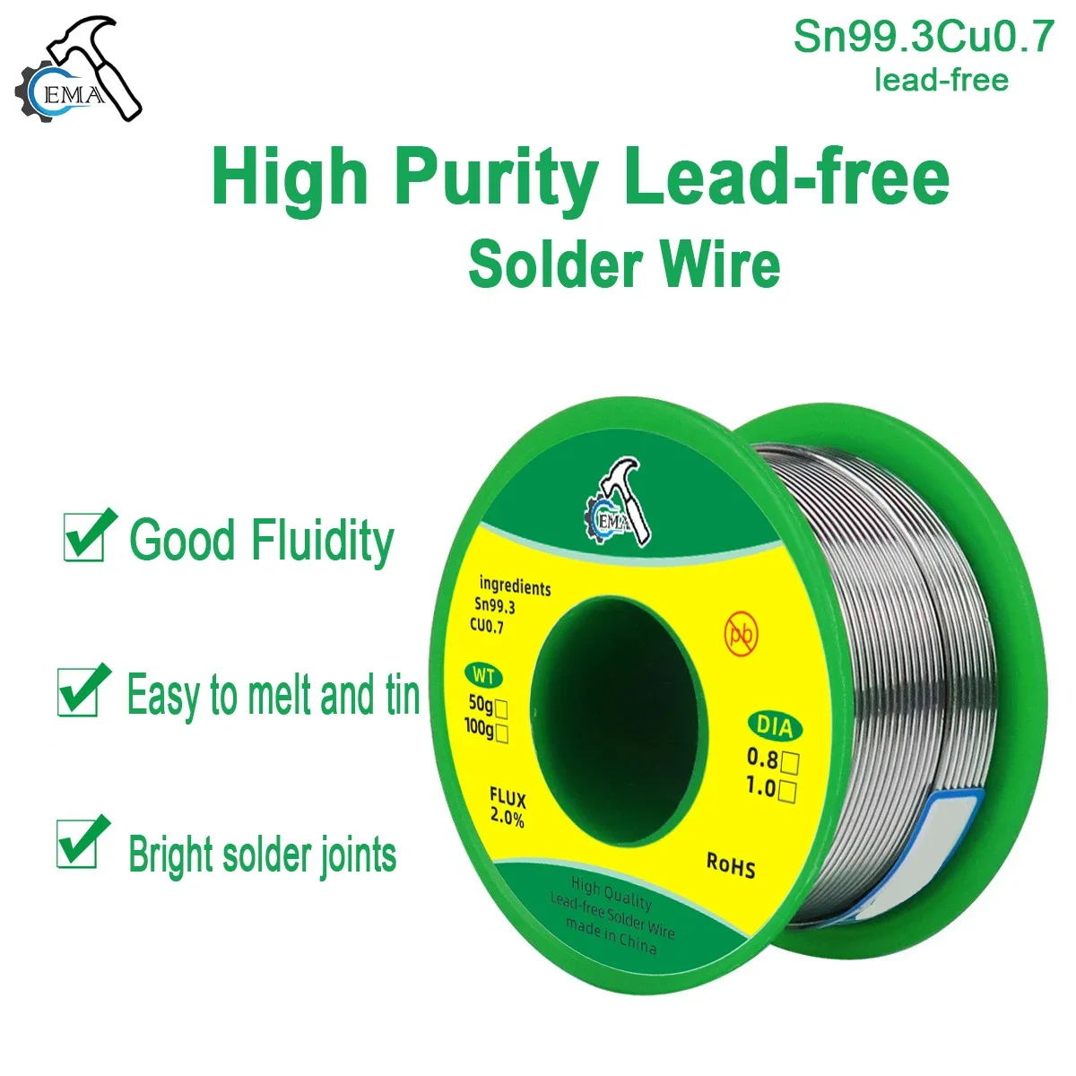 

LeadFree Solder Wire Electric Soldering Iron Repair Welding Containing Rosin Tin Wire Sn99.3Cu0.7 Electronic Repair Solder Tool