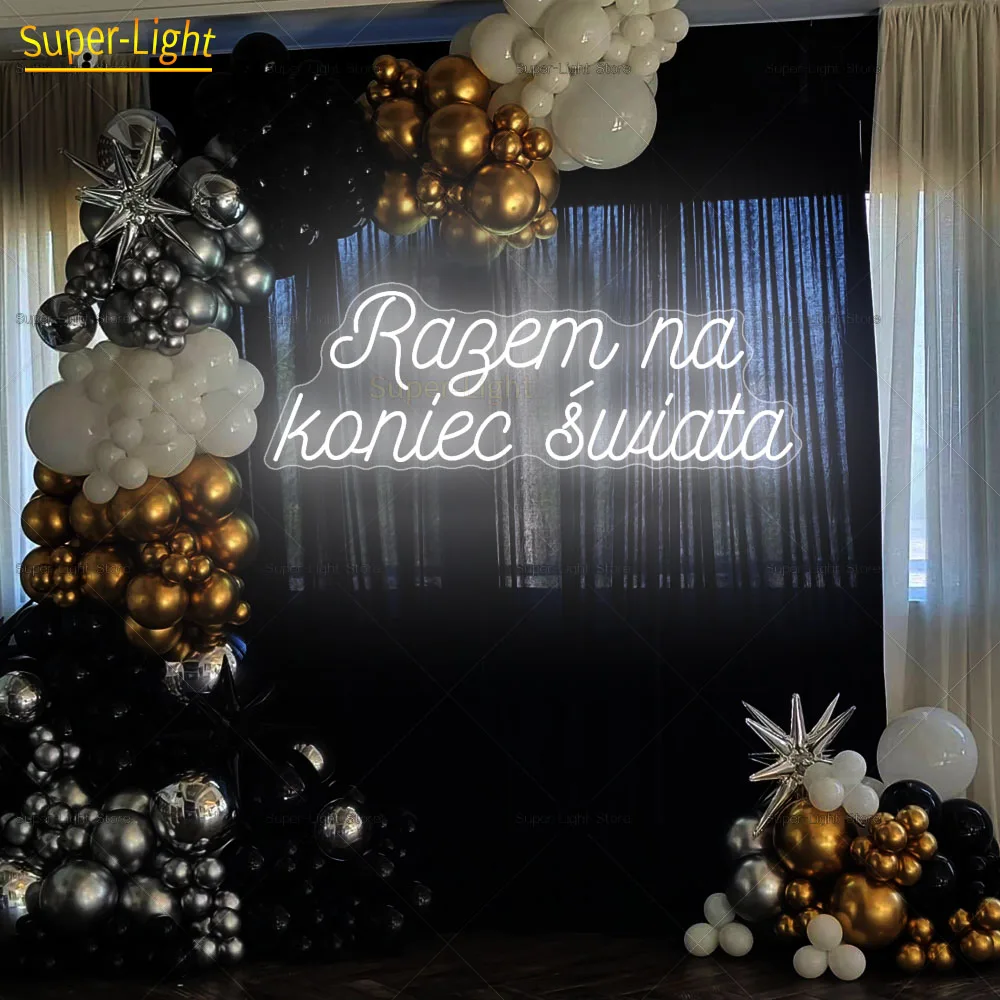 Imagem -04 - Sinal de Néon Personalizado Light up com Dimmer Led Grande Juntos no Fim do Mundo Decoração de Festa de Casamento 100x35cm