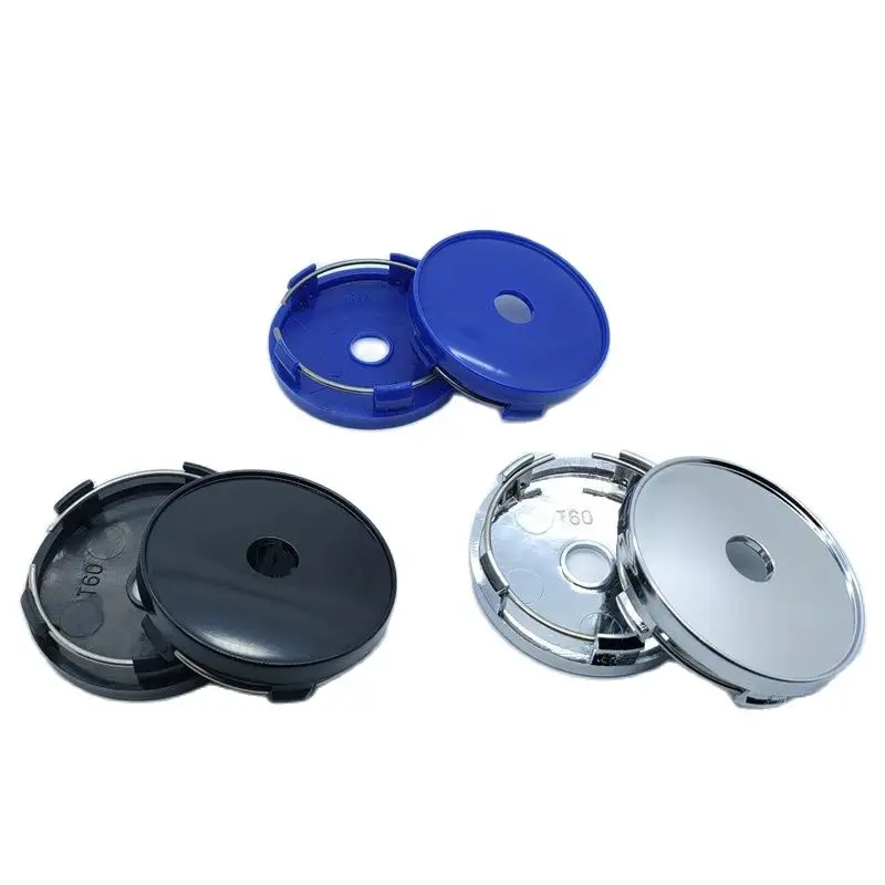 40pcs/lot T60 60mm Wheel Center Cap Car Rim Centre Hub Cover ABS Plastic Black Silver Blue