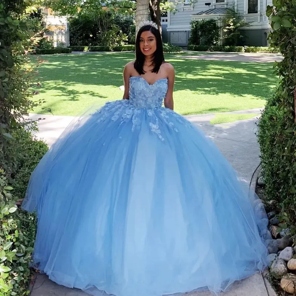 Customized Sky Blue  Off Shoulder Quinceanera Dresses  Ball Gown Beaded Women Formal Dress  Vestidos De 15 Años Party  Gown