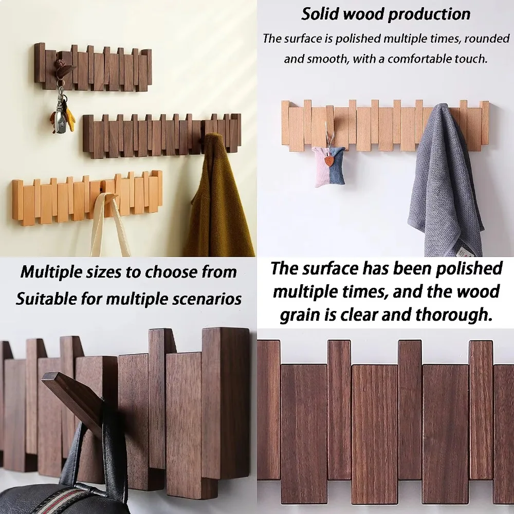 Creative Piano Keys Solid Wood Coat Racks Wall Mounted Clothes Storage Hangers Entrance Hall Clothing Organizer Hanging Hooks
