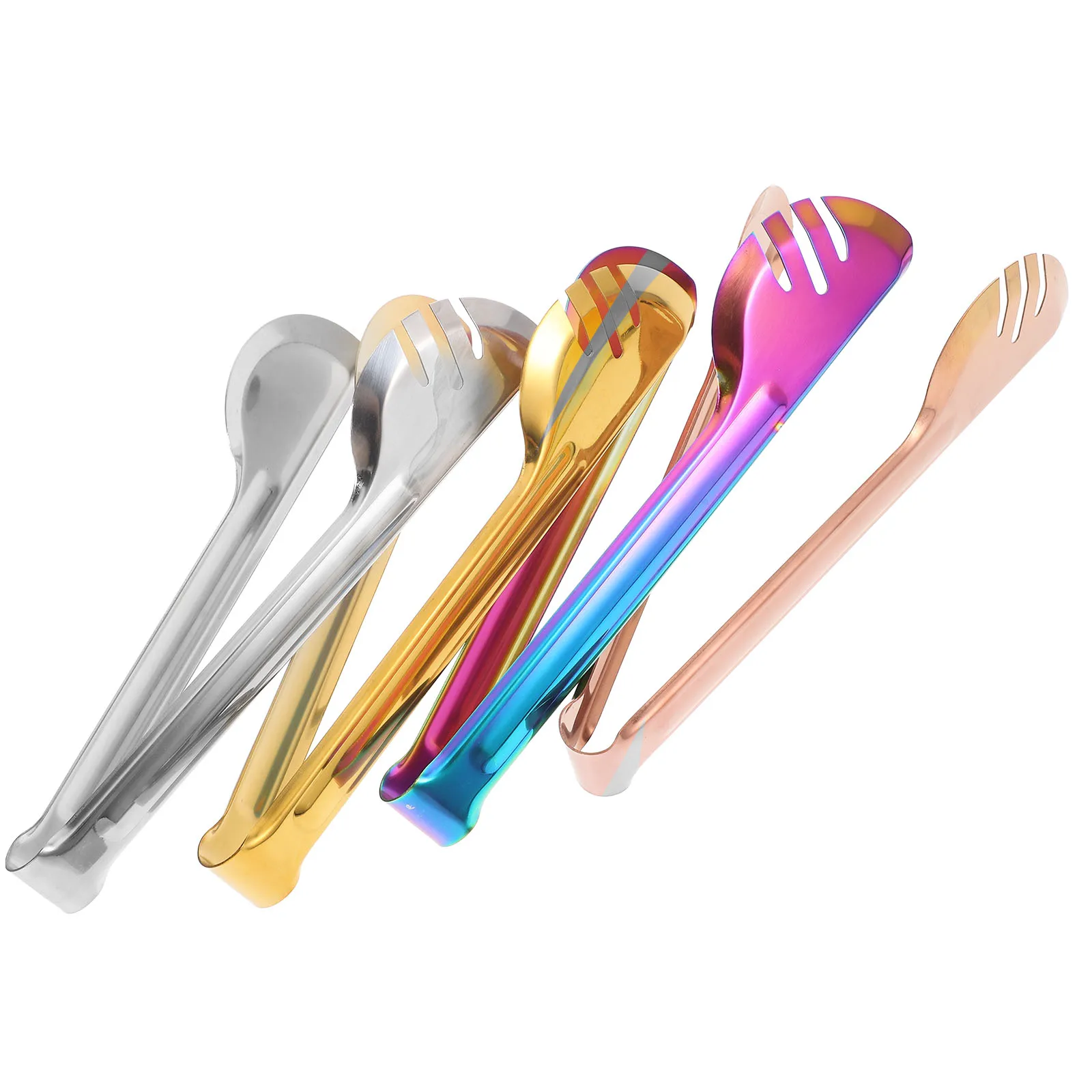 

4pcs Stainless Steel Food Tongs Steak Bread Clamp 201 Kitchen Tongs For Grilling Salad Serving Utensils