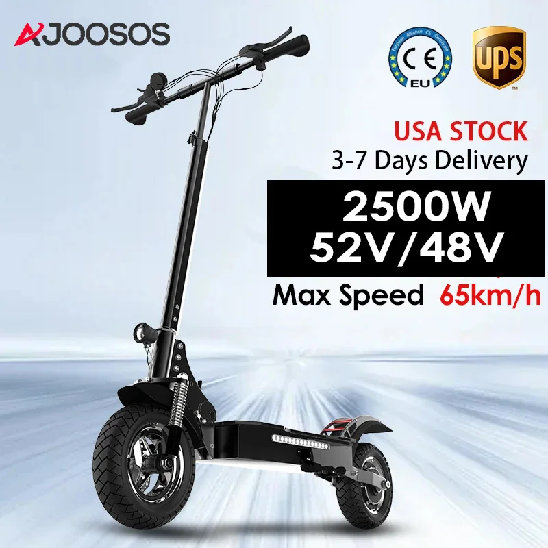 2500W Powerful Adults Electric Scooter 65km/h Fast Speed 80km Long Range 10 inch Tubeless Tires Foldable 2 wheels Escooter