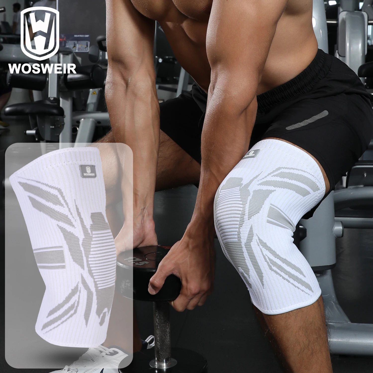 WOSWEIR-1 Unit Elastic Spandex Knee Pads, Nylon Sports Support Gear, Patella Brace for Running, Basketball, Volleyball