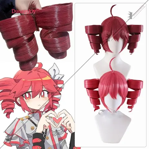 Anime Kasane Ceiling Teto Cosplay Costumes Women Red Ponytail Wig High Heat Resistant Hair Teto Role-playing Wig Long Curly Hair