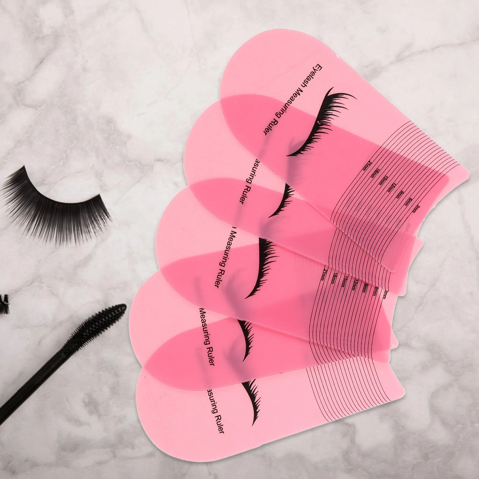 5 Stück Wimpern-Messlineale, langlebige Wimpern-Messwerkzeuge für genaue Wimpernverlängerungsmessung, Curling-Grad-Lineal