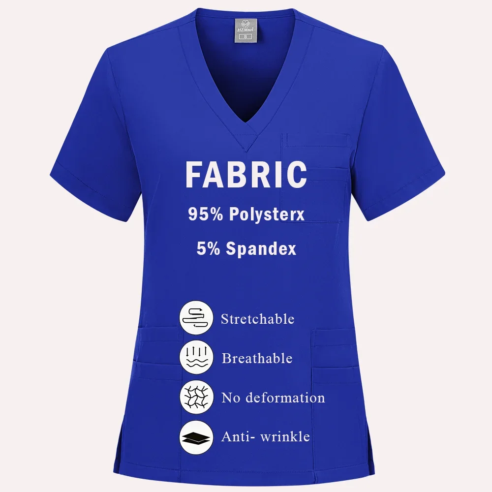 Scrubs Uniform Suit Short Sleeve V-neck Tops+jogger Pants Set Nursing Uniform Women Multicolor Pet Doctor Scrub Medical Workwear view 5
