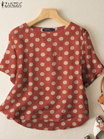 ZANZEA Casual Loose Polka Dot Blouses Women 2024 Summer Half Sleeve O Neck Blusas Mujer Holiday Fashion Everyday Shirt Tops