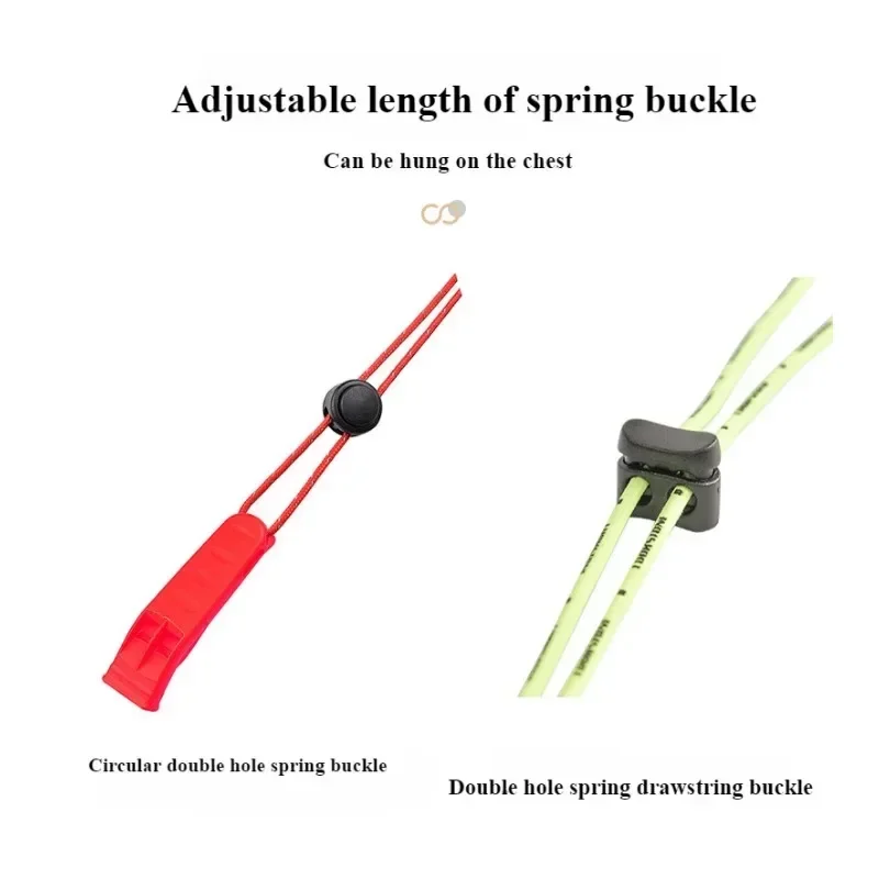 플라스틱 야외 캠핑 하이킹 생존 구조 긴급 시끄러운 휘파람 스포츠 경기 꼬리 밧줄과 이중 파이프 듀얼 밴드 휘파람