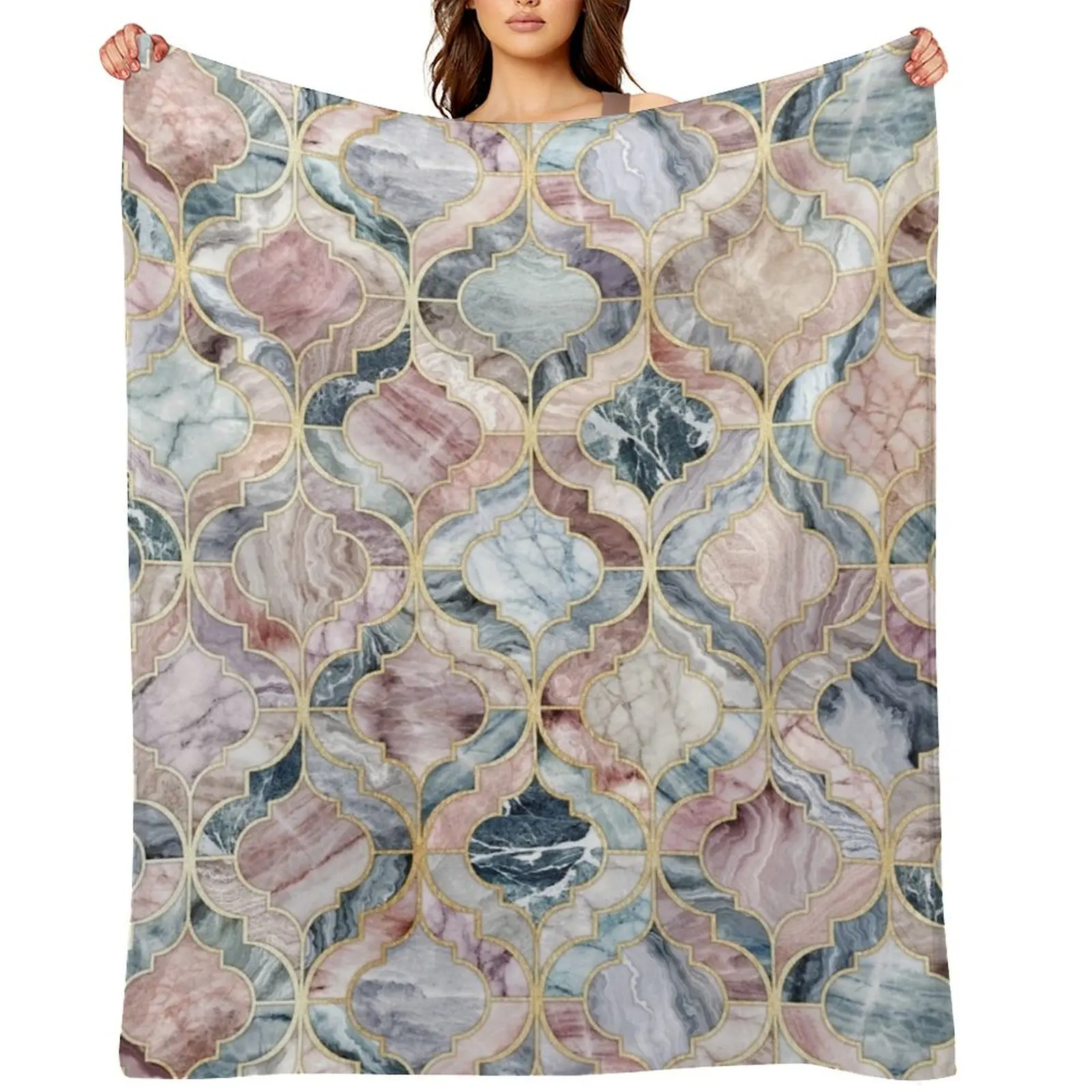 

Marble Moroccan Tile Pattern Throw Blanket Blankets Sofas Of Decoration Flannels Weighted Personalized Gift Blankets
