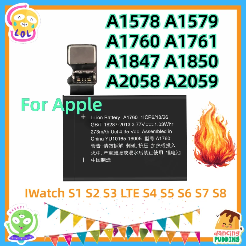 

For Apple IWatch S1 S2 S3 LTE S4 S5 S6 S7 S8 38/40/41/42/44/45/49mm Battery A1578 A1579 A1760 A1761 A1847 A1850 A2058 A2059