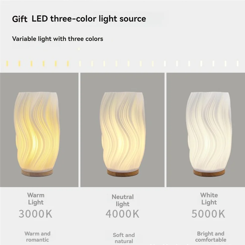 AB47-مصابيح السرير لمصباح منضدة خمر مخطط صغير ضوء الليل زهرية تصميم ضوء قابلة للشحن #4