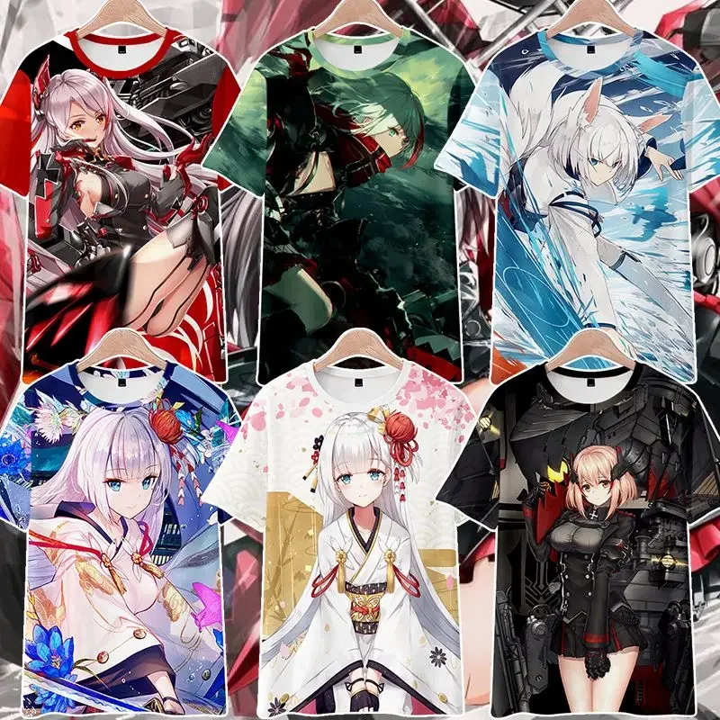 New Popular Games Azur Lane Unisex Anime T-shirt 3D Print Men Women Role Playing Tee Fashion Harajuku Short Sleeve Crew Neck Top