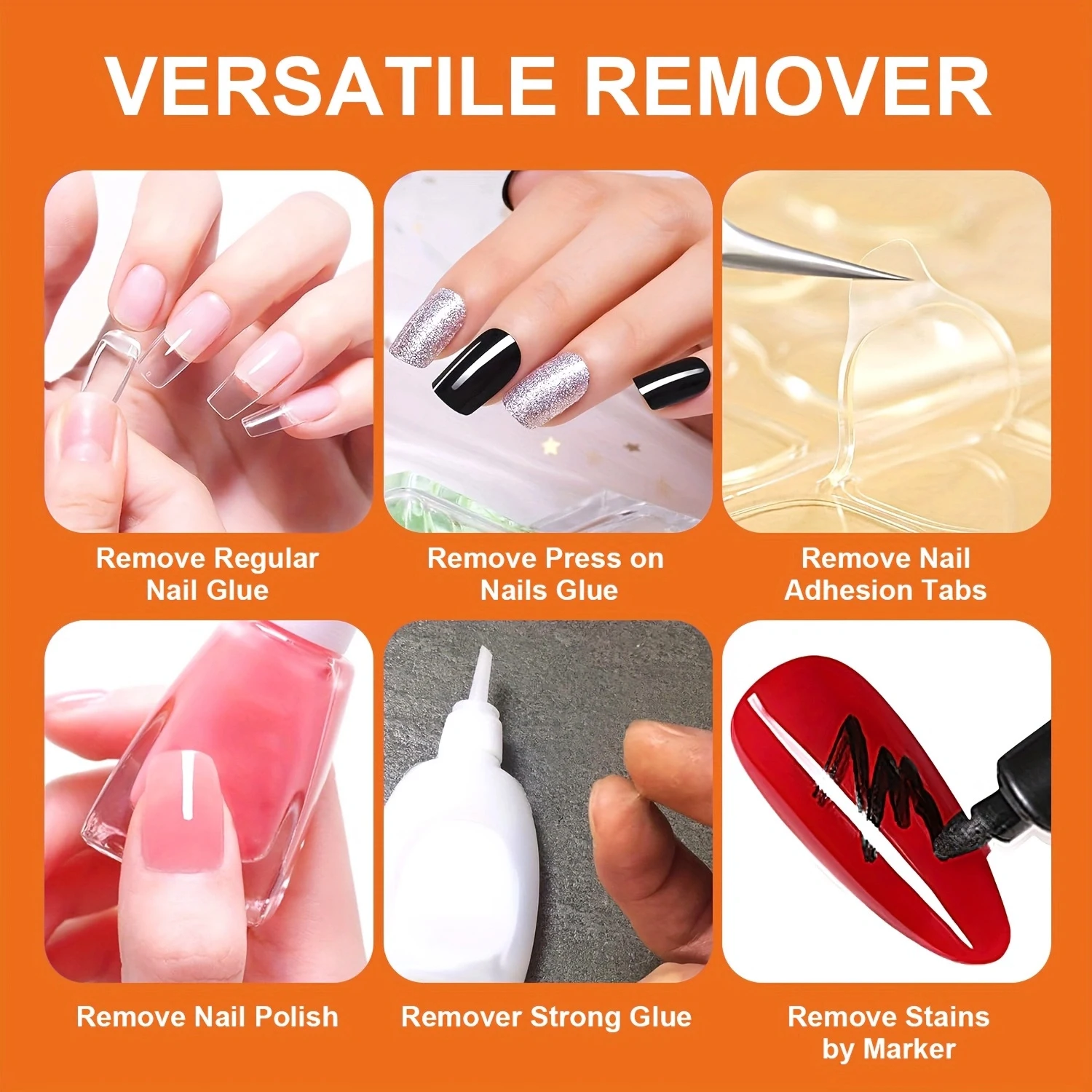 Removing false Nais, press ON Nails Glue and fake Nail Adhesives, Nal Tips Remover Manicure Accessories fast Disolve liquid 10ml